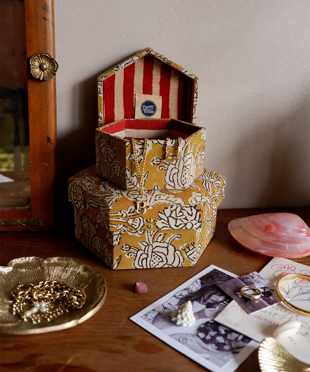 Botanical Fabric Box Hexagoon Set