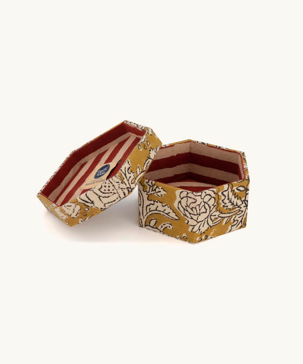 Botanical Fabric Box Hexagoon Set
