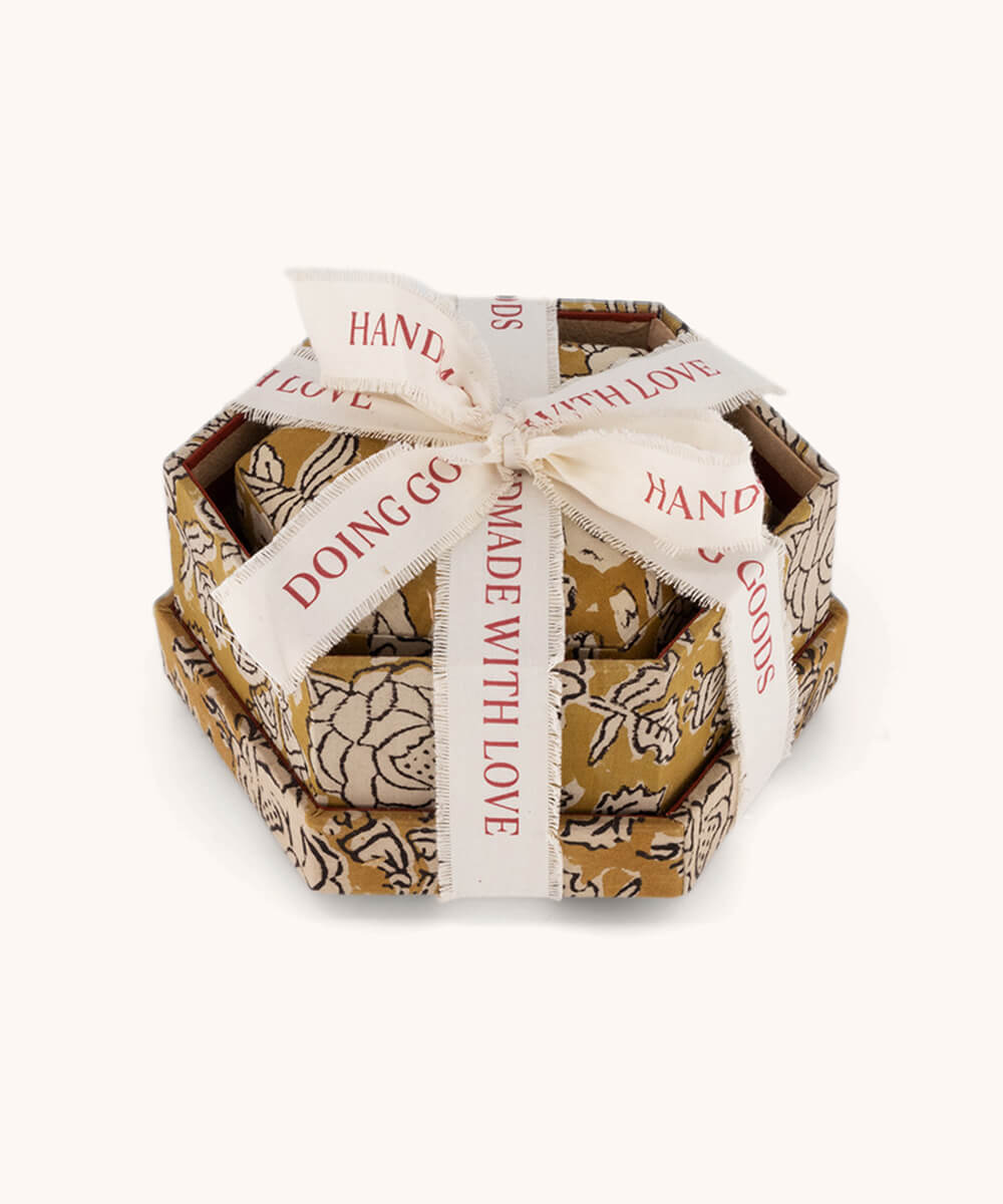 Botanical Fabric Box Hexagoon Set