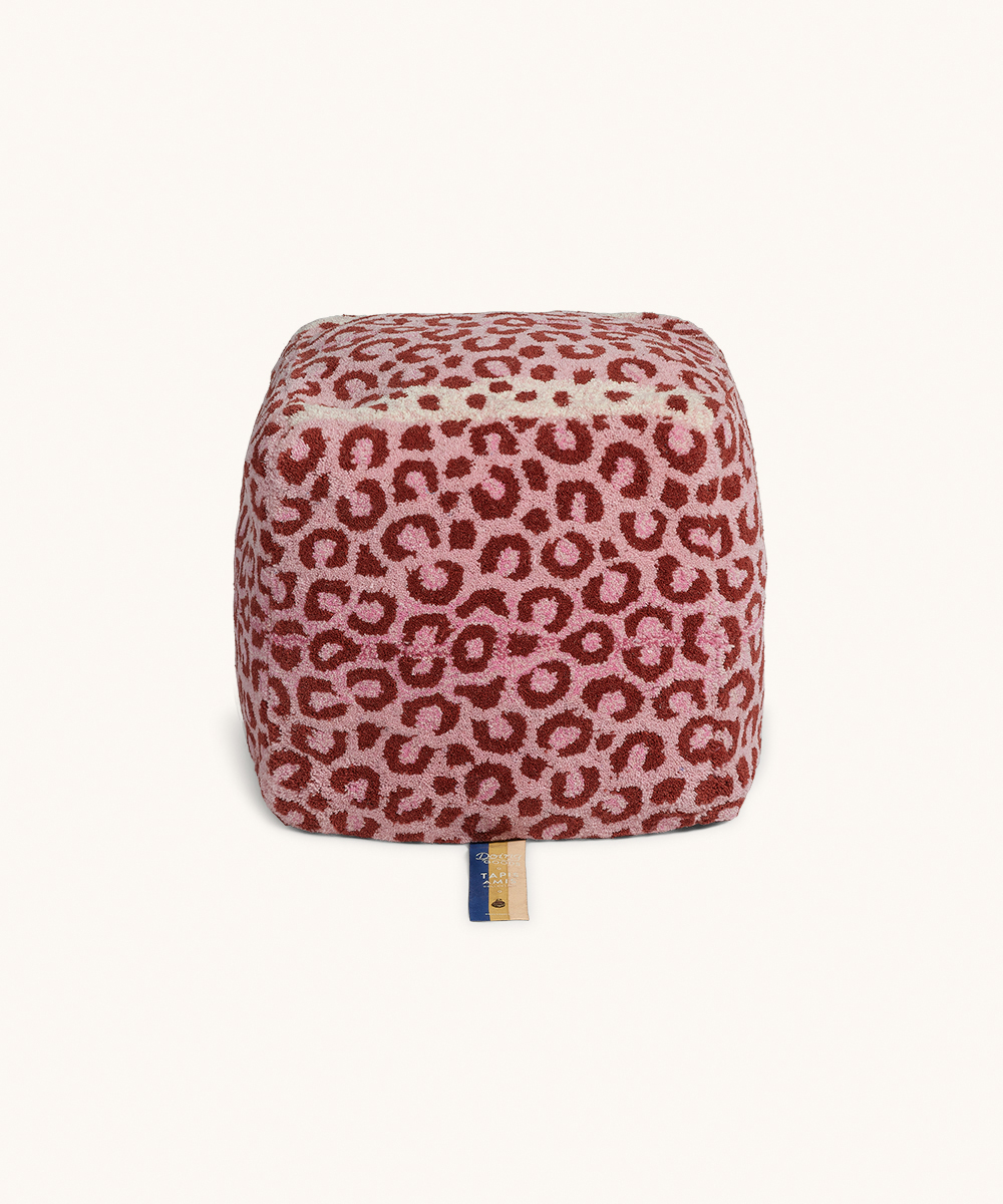 Pink Leopard Pouf Small