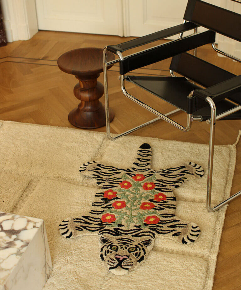 Floral Witte Tijger Vloerkleed Klein